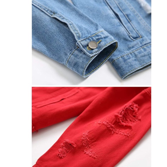 Separable Left&Right Ripped Slim Fit Denim Jacket - Picture 4 of 7